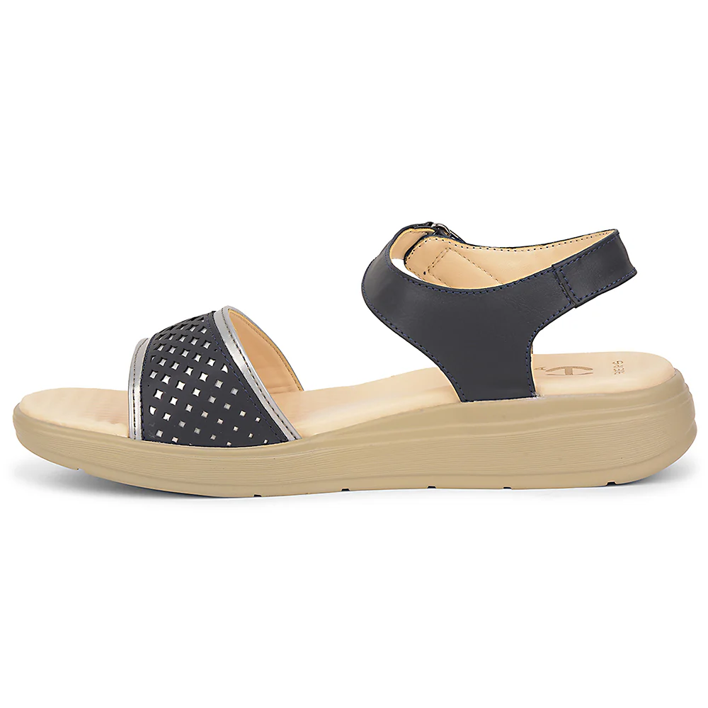 Healers Navy Blue Casual Sandal For Women SOFTER-6W By Liberty - Image 3