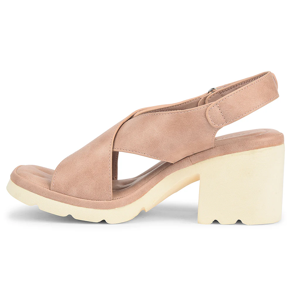 Healers Pink Casual Block Heel Sandal For Women ZQ-DM-16 By Liberty - Image 3