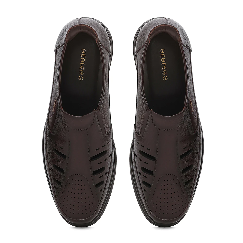 Healers RSL-5 Brown Formal Non Lacing Slip-on Shoes for Men by Liberty - Image 6