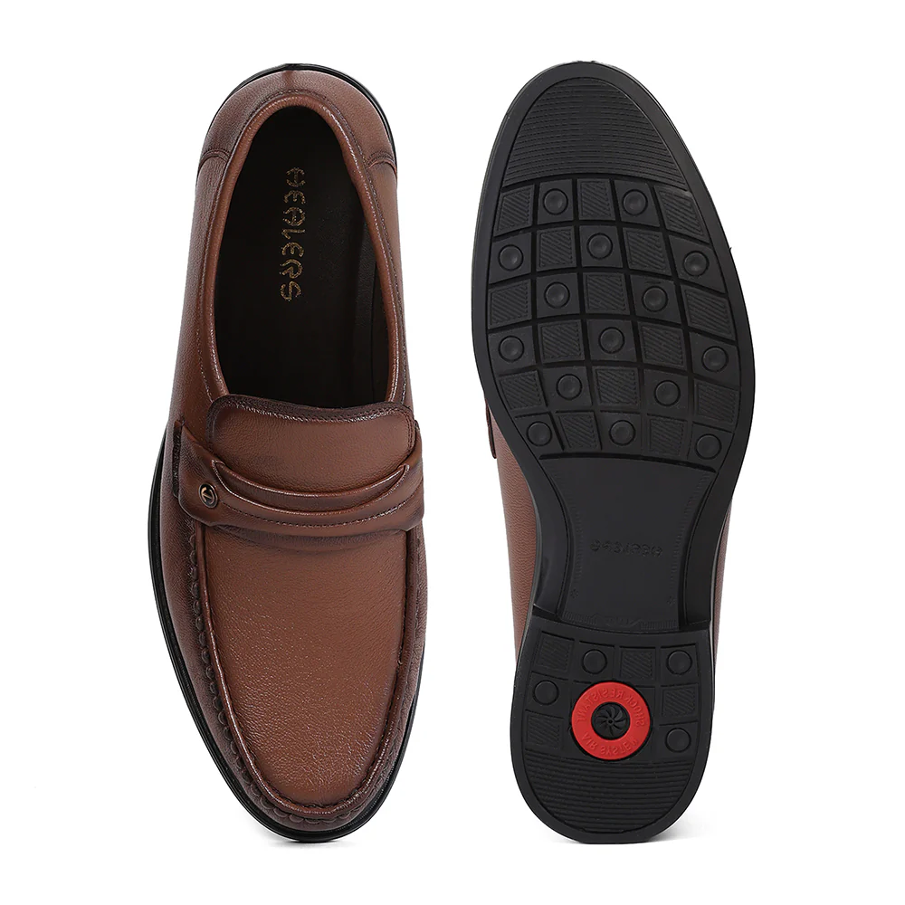 Healers SCL-11 Brown Formal Non Lacing Loafer Shoes for Men by Liberty - Image 4