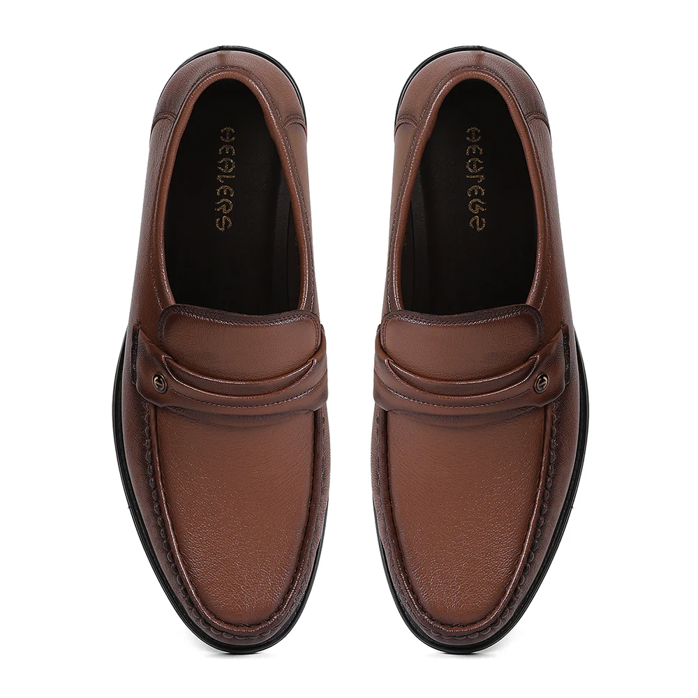 Healers SCL-11 Brown Formal Non Lacing Loafer Shoes for Men by Liberty - Image 6