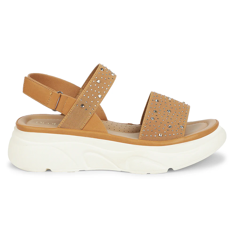 Healers Tan Casual Flat Sandal for Women ZQ-XYSN-08 by Liberty - Image 2