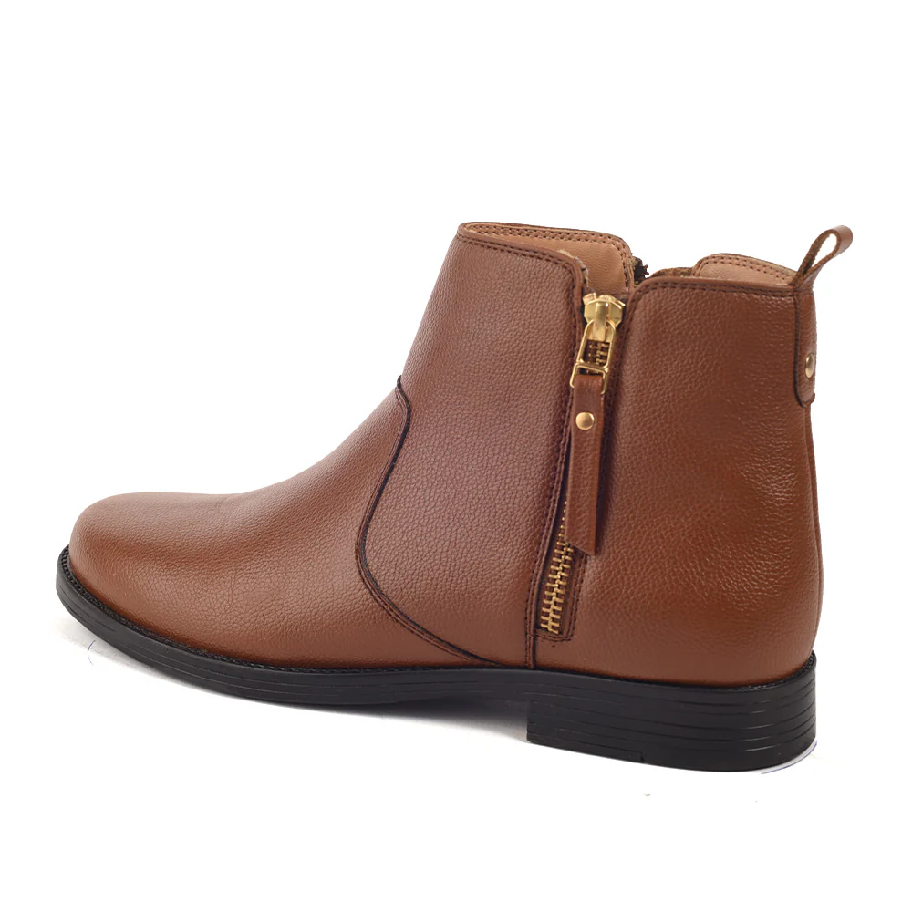 Healers Tan Casual Non Lacing Chelsea Boots For Women SOL-11 By Liberty - Image 3