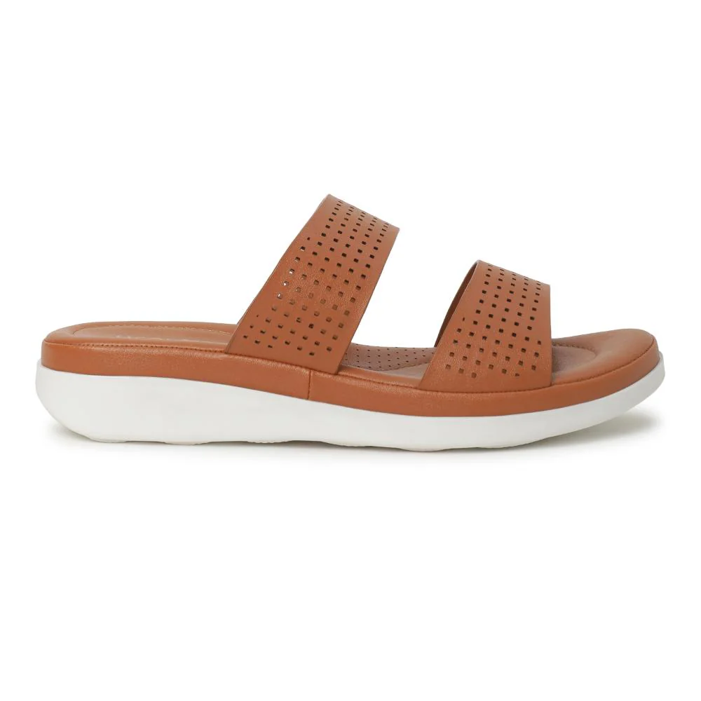 Healers Tan Casual Slippers For Women JD-38 By Liberty - Image 2