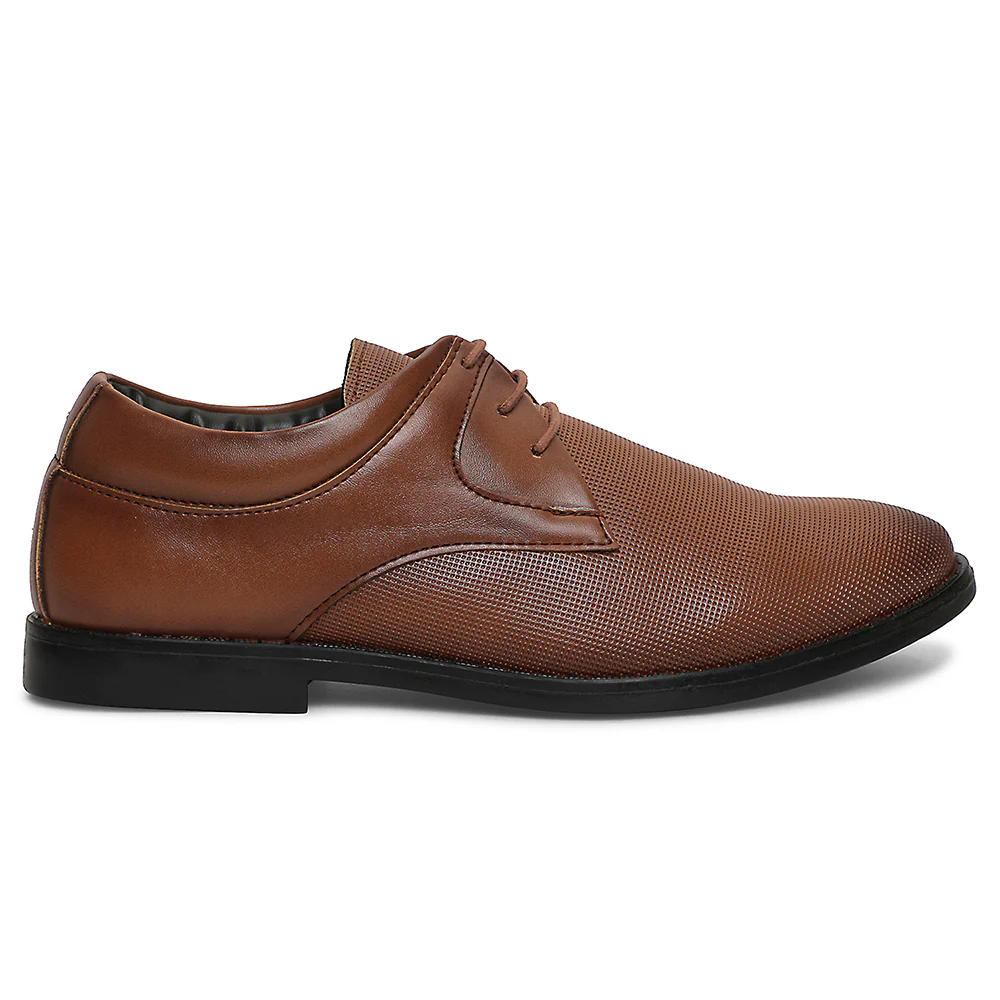 Healers Tan Formal Lacing Derby Shoes For Men DERBO-10E By Liberty - Image 2