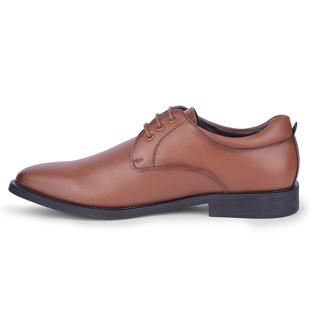 Healers Tan Formal Lacing Derby Shoes For Men SAGAR-16 By Liberty - Image 3