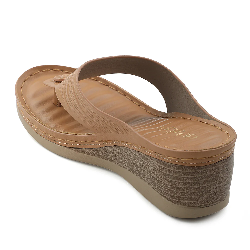 Healers Tan Wedge Heel Sandal For Women ZQ-FD-54 By Liberty - Image 4