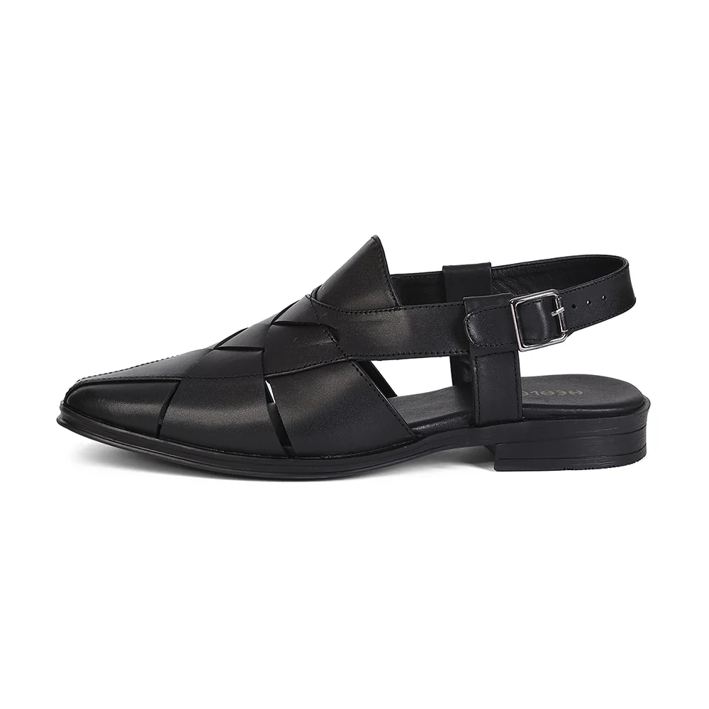 Healers VAL-8 Black Formal Flat Sandals for Men by Liberty - Image 5