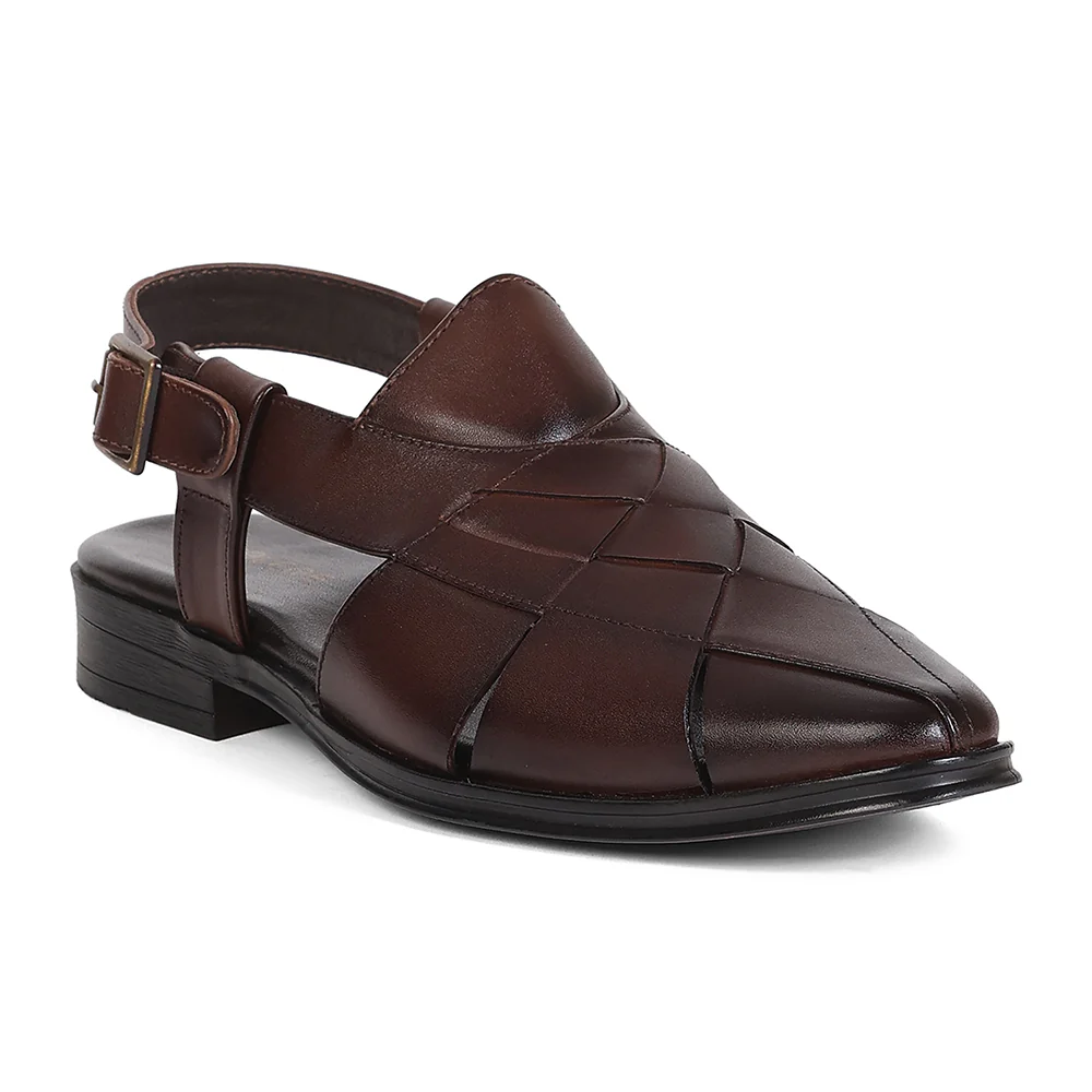 Healers VAL-8 Brown Formal Flat Sandals for Men by Liberty