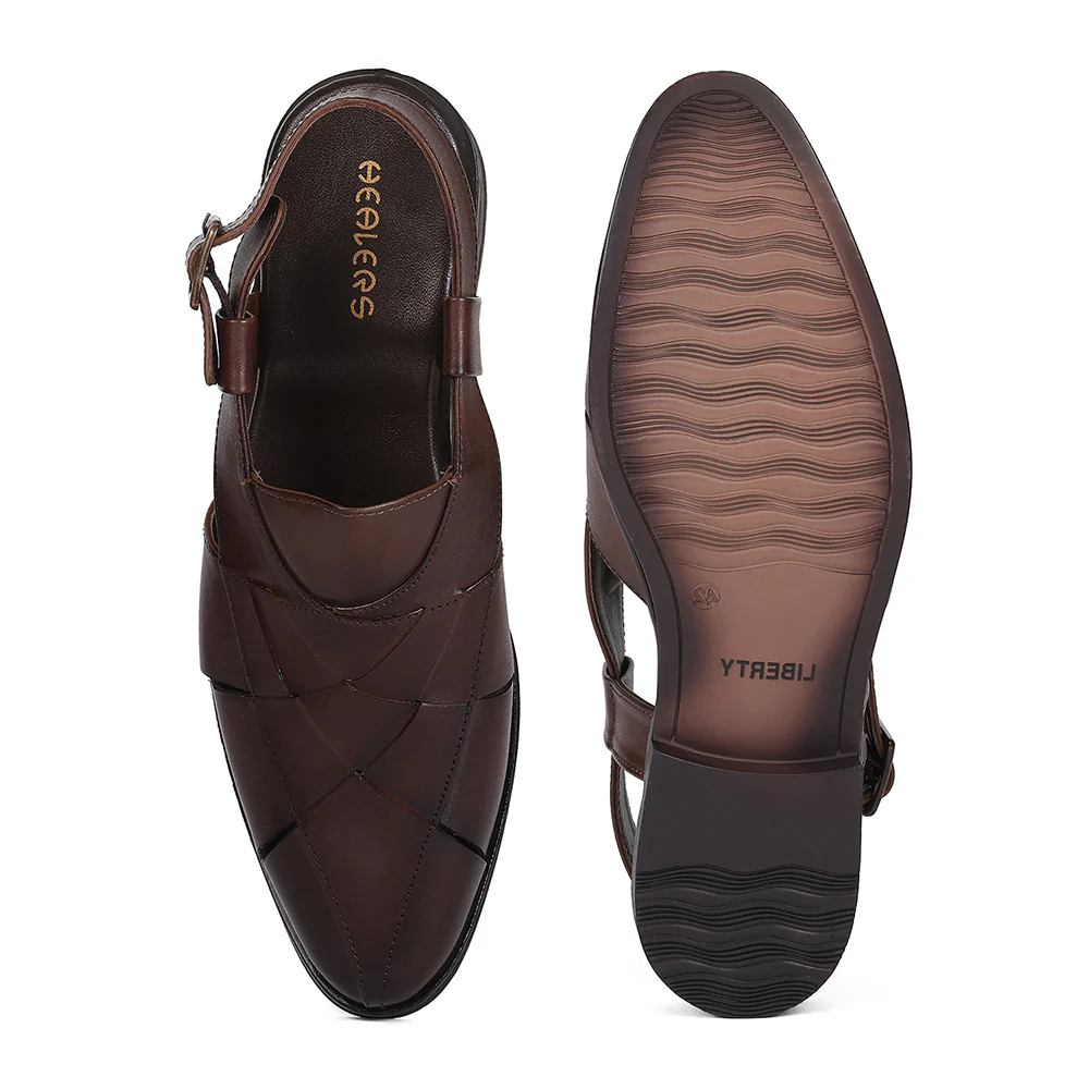 Healers VAL-8 Brown Formal Flat Sandals for Men by Liberty - Image 4