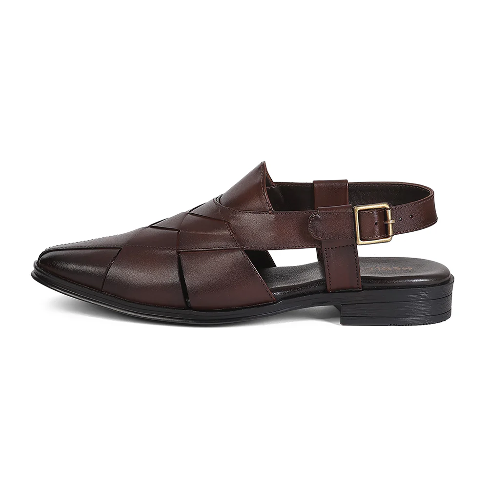 Healers VAL-8 Brown Formal Flat Sandals for Men by Liberty - Image 5