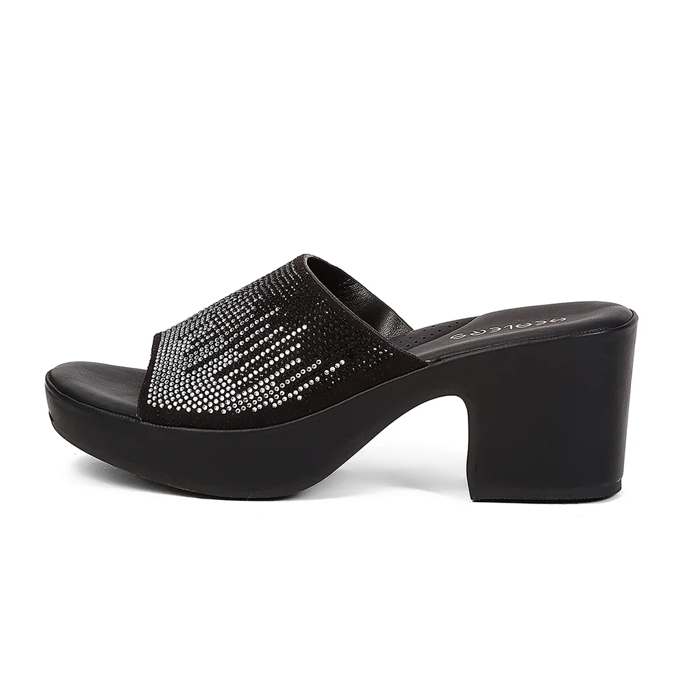 Healers ZQ-YGSL-30 Black Casual Wedge Heeled Sandals for Women by Liberty - Image 5