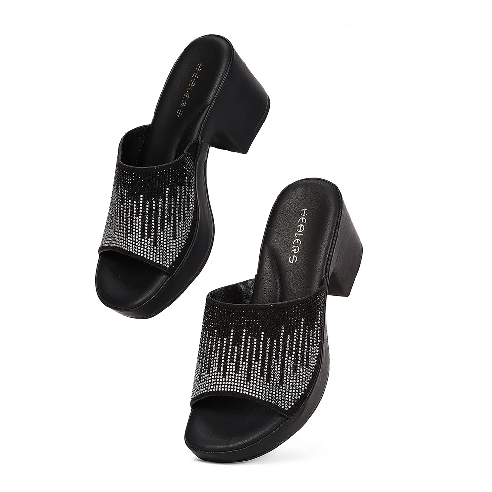 Healers ZQ-YGSL-30 Black Casual Wedge Heeled Sandals for Women by Liberty - Image 7