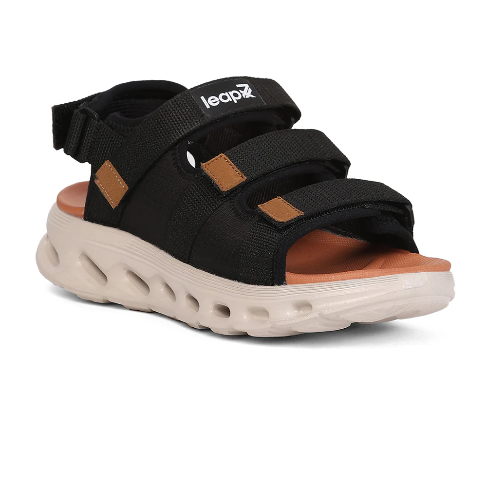 Leap7X AIRFLOW-S2 Black Casual Velcro Sandals for Men by Liberty
