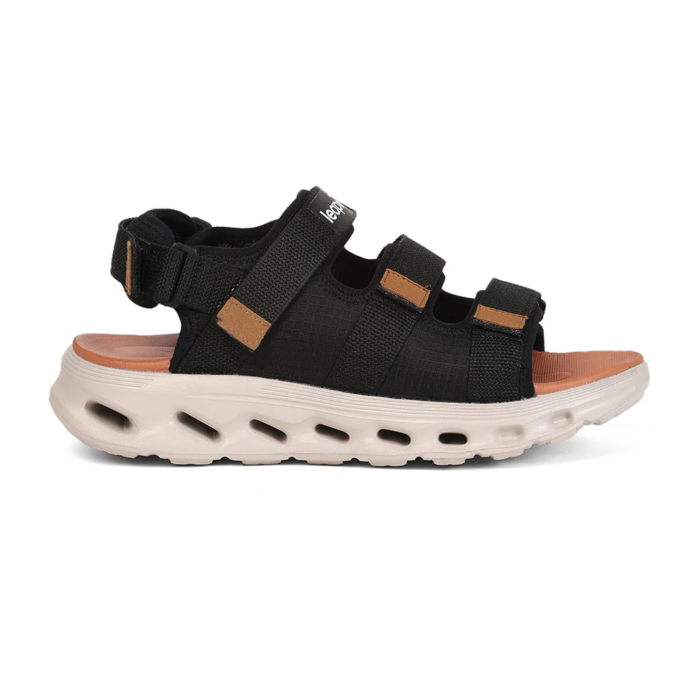 Leap7X AIRFLOW-S2 Black Casual Velcro Sandals for Men by Liberty - Image 2