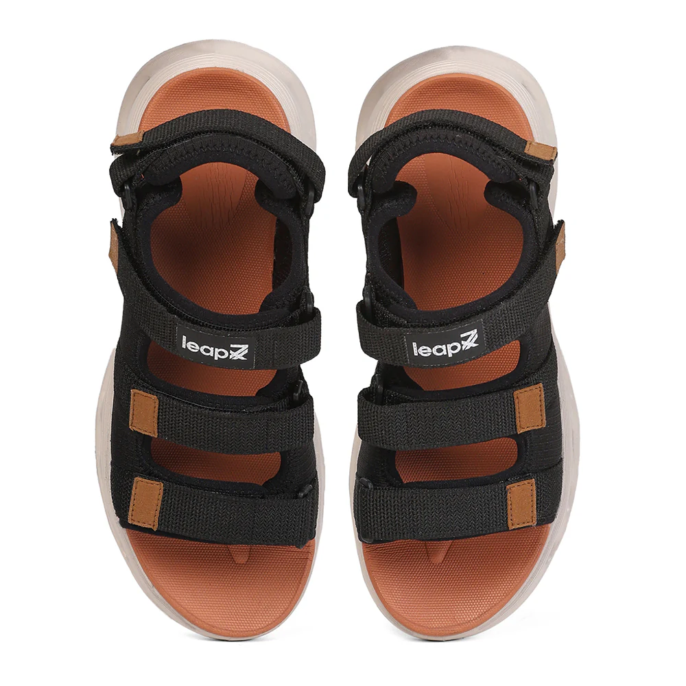Leap7X AIRFLOW-S2 Black Casual Velcro Sandals for Men by Liberty - Image 6