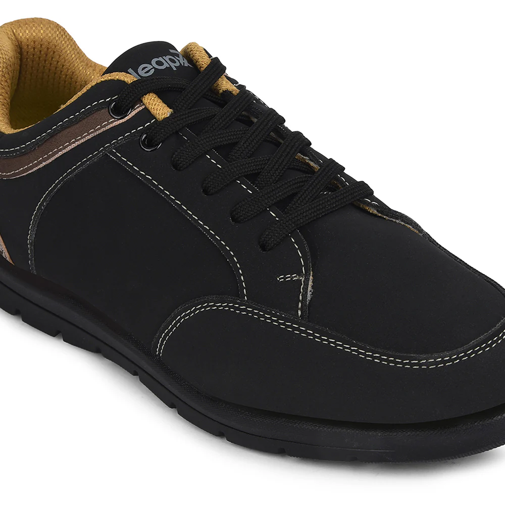 Leap7x Black Casual Lacing Sneakers For Men FRINKS-1E By Liberty - Image 4