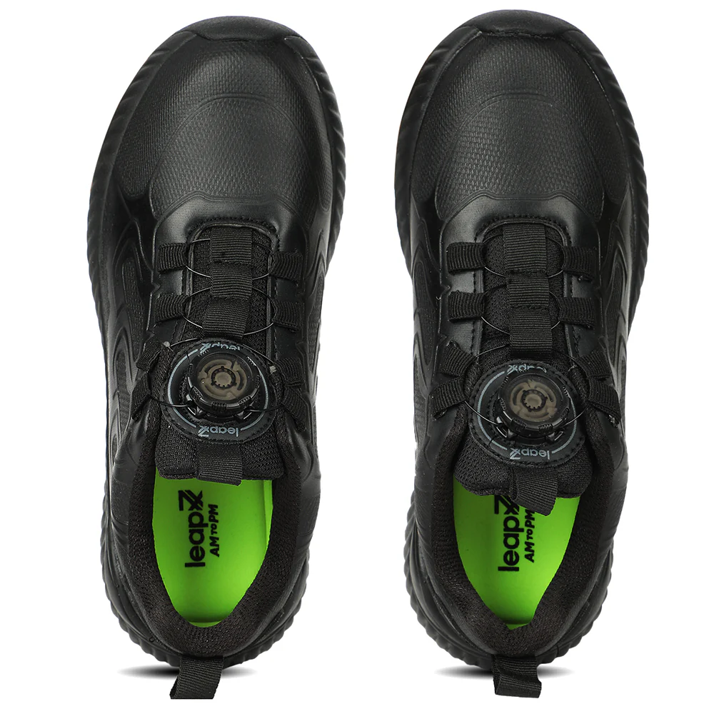 LEAP7X Black School Non Lacing Walking Shoes for Kids NITKID-20E by Liberty - Image 10