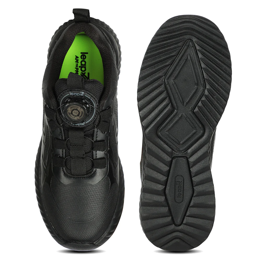 LEAP7X Black School Non Lacing Walking Shoes for Kids NITKID-20E by Liberty - Image 6