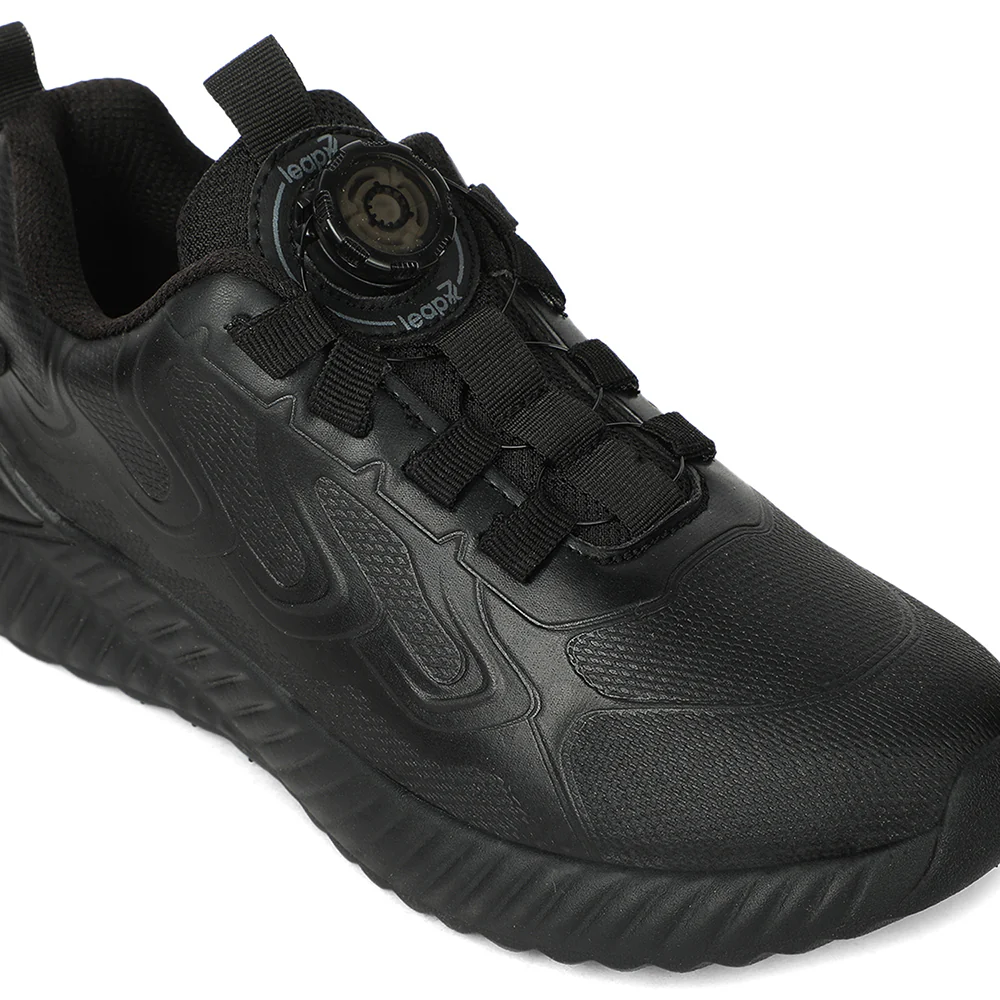 LEAP7X Black School Non Lacing Walking Shoes for Kids NITKID-20E by Liberty - Image 7