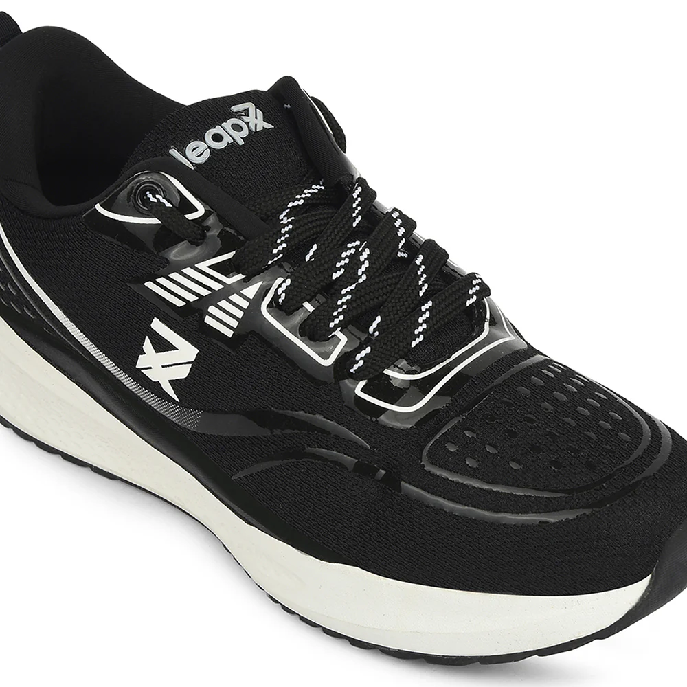 Leap7x Black Sports Lacing Running Shoes For Men GHD-29 By Liberty - Image 5