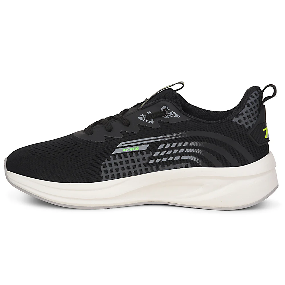 Leap7x Black Sports Lacing Running Shoes For Men KAPSTER-1 By Liberty - Image 3