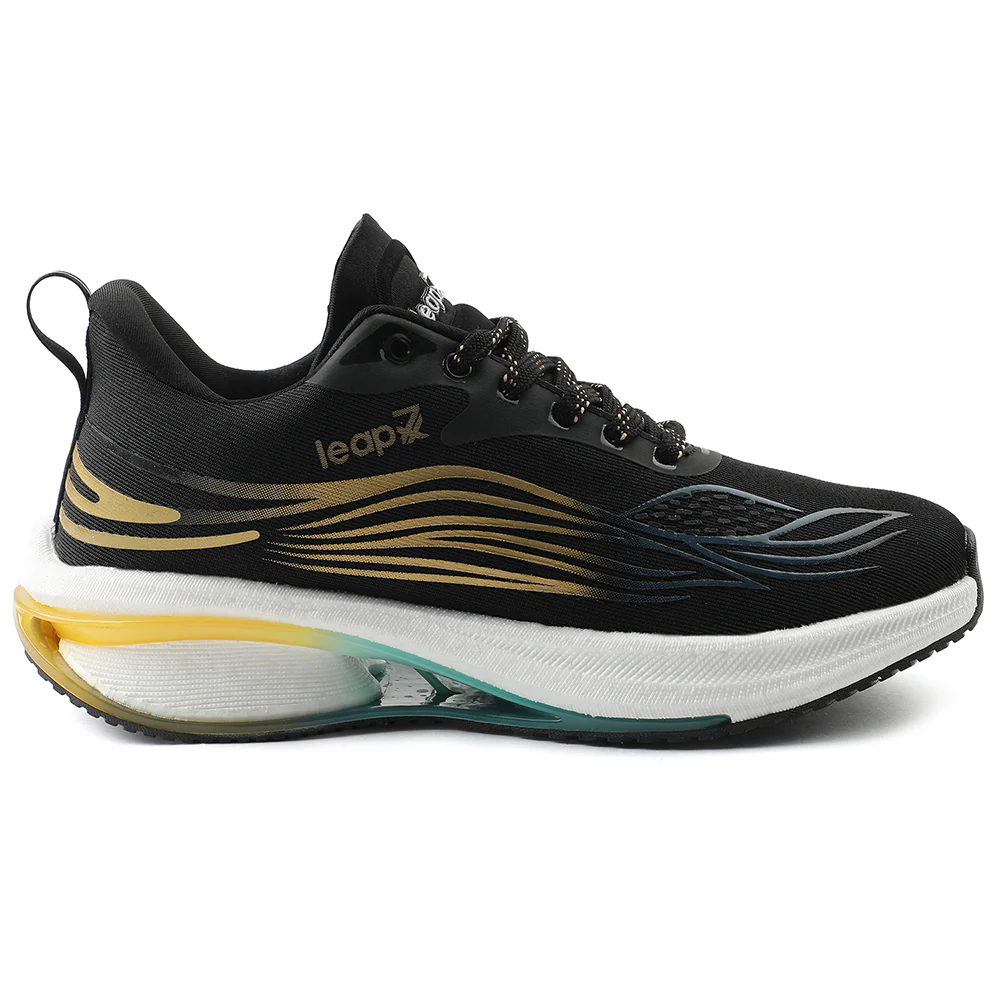 Leap7x Black Sports Lacing Running Shoes For Men MOSCOW-2 By Liberty - Image 2