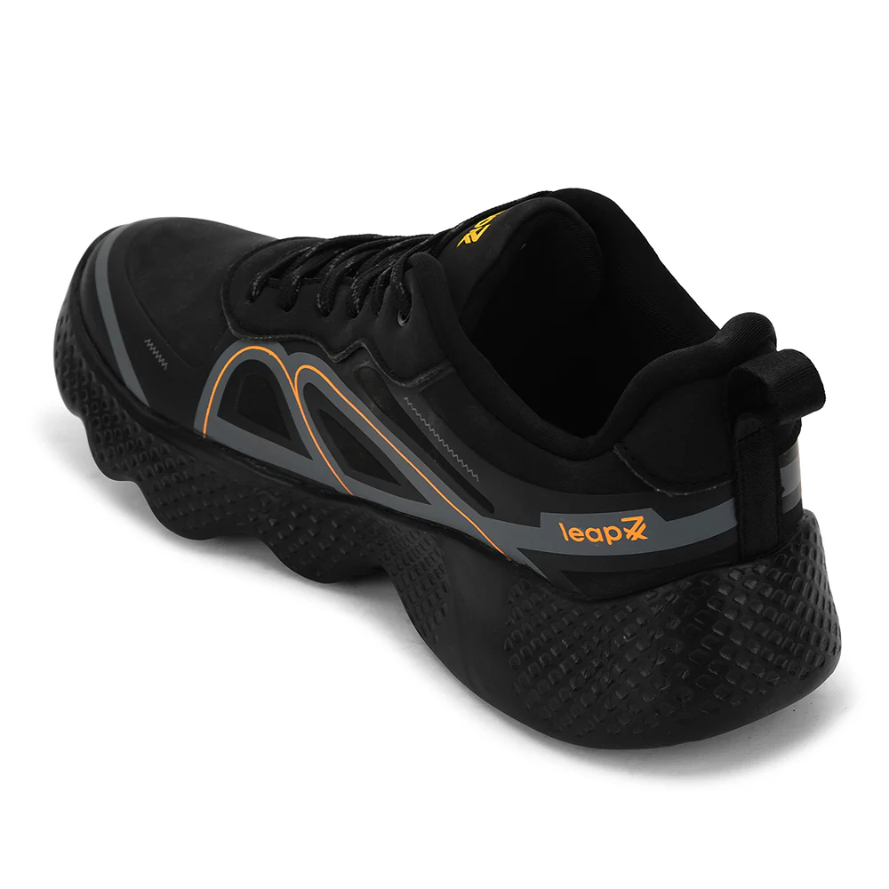Leap7x Black Sports Lacing Running Shoes For Men WATSON-1E By Liberty - Image 5