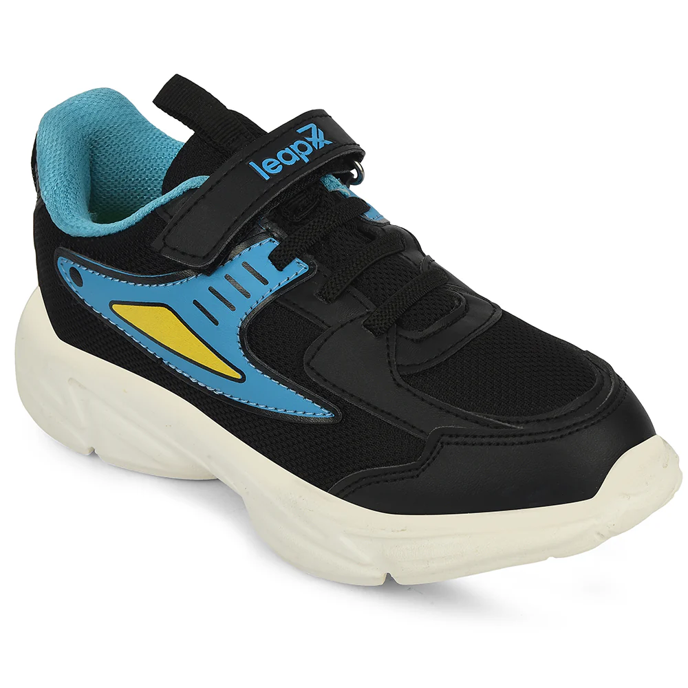 Leap7x Black Sports Non Lacing Walking Shoes For Kids CLOUDY-5V By Liberty