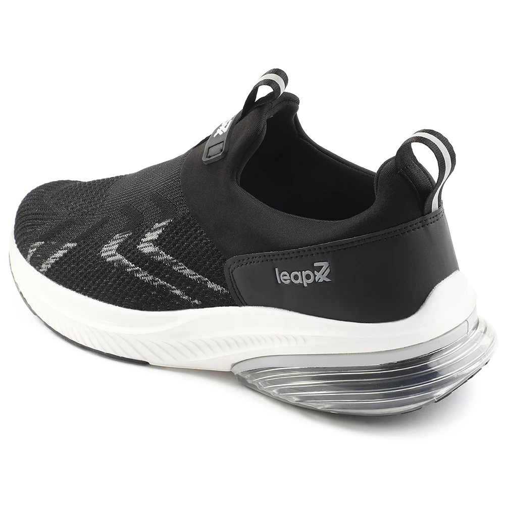 Leap7x Black Sports Non Lacing Walking Shoes For Men BRISK-24 By Liberty - Image 6