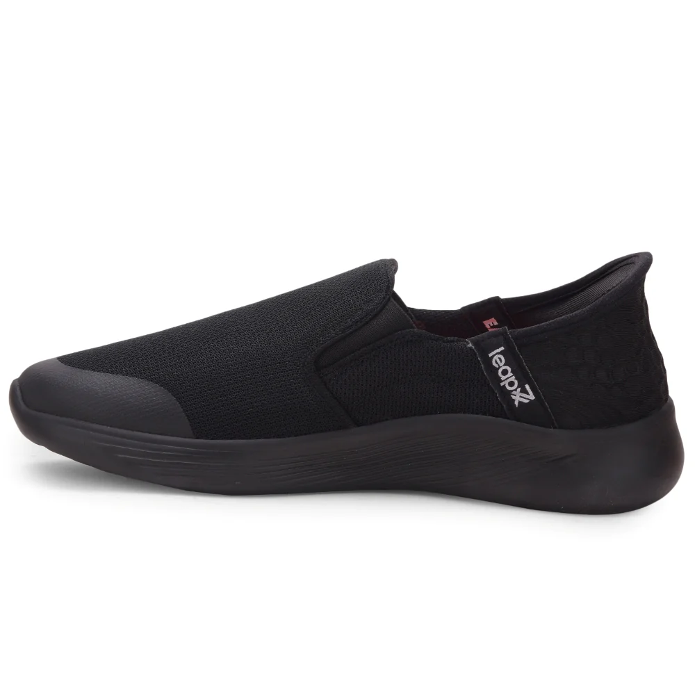 Leap7x Black Sports Non Lacing Walking Shoes For Men EZZAR-1 By Liberty - Image 3