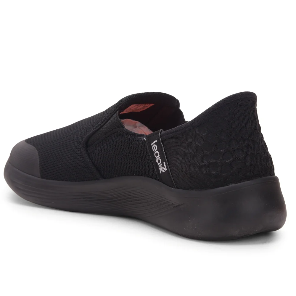 Leap7x Black Sports Non Lacing Walking Shoes For Men EZZAR-1 By Liberty - Image 4