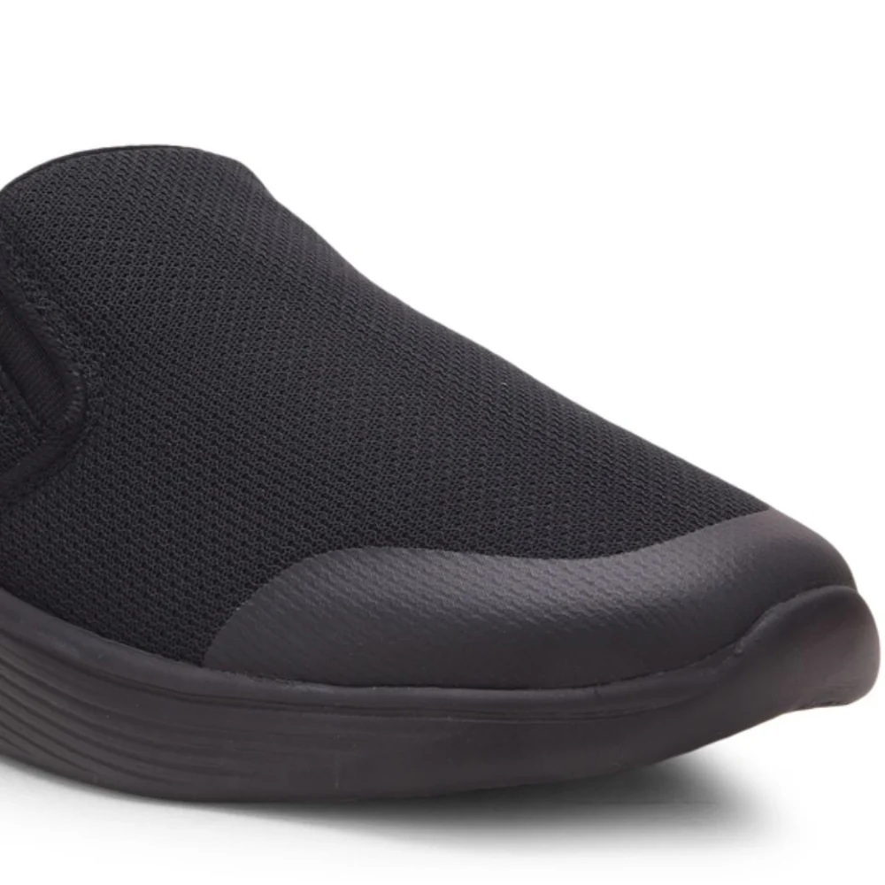 Leap7x Black Sports Non Lacing Walking Shoes For Men EZZAR-1 By Liberty - Image 5
