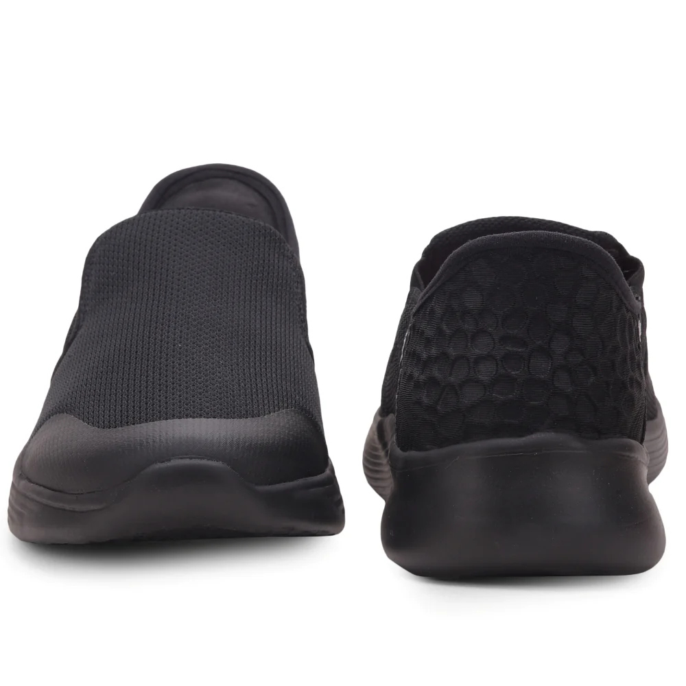 Leap7x Black Sports Non Lacing Walking Shoes For Men EZZAR-1 By Liberty - Image 6