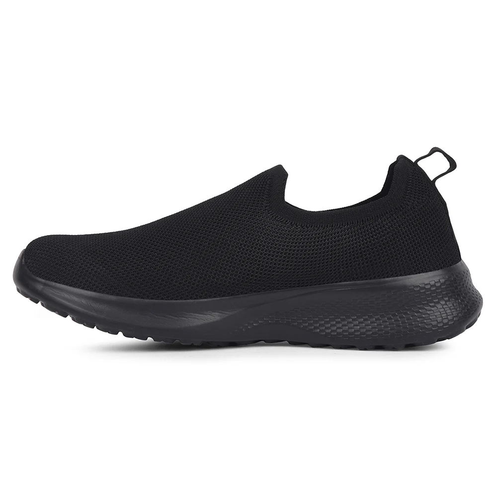 Leap7x Black Sports Non Lacing Walking Shoes For Men GHD-89E By Liberty - Image 3