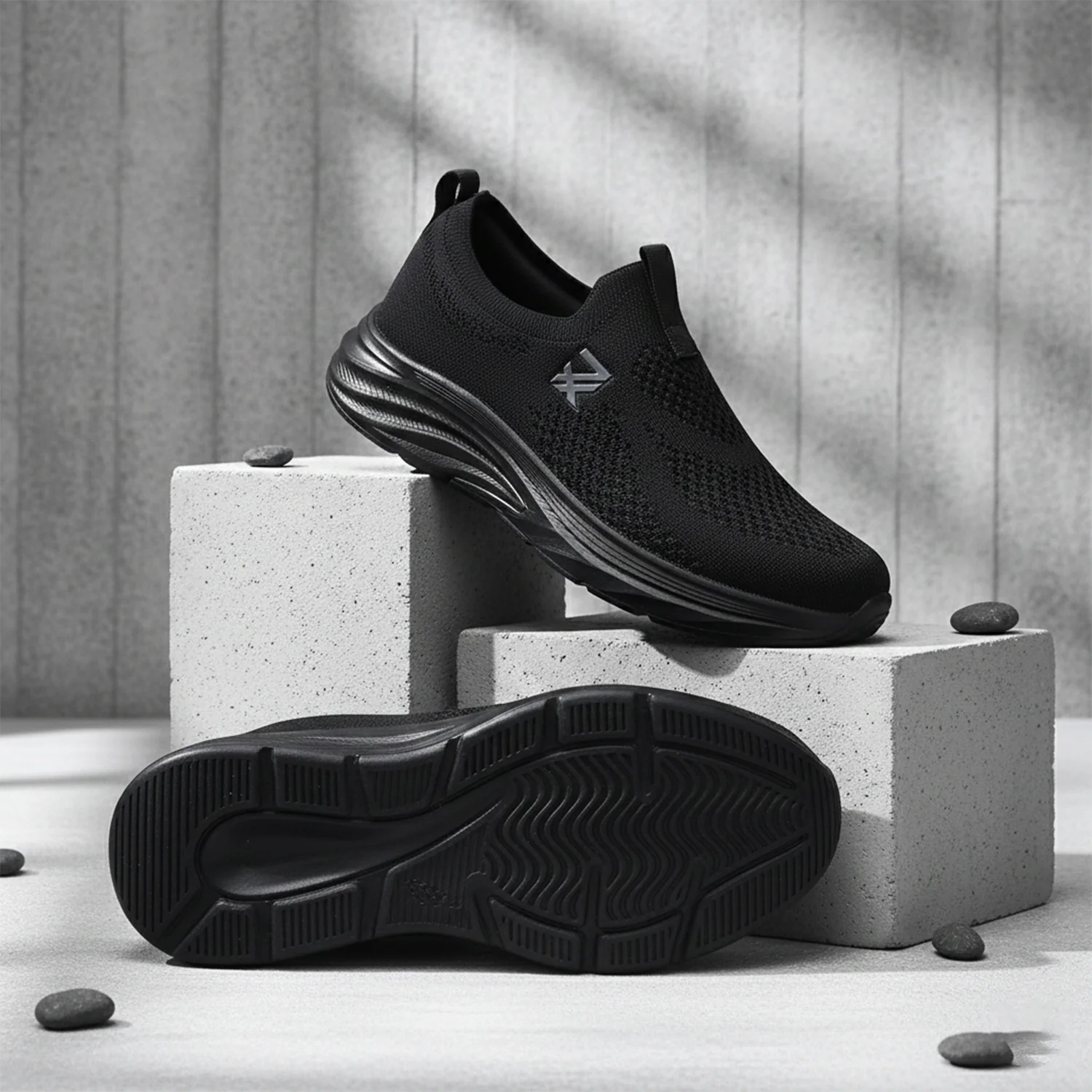 Leap7X Black Sports Non Lacing Walking Shoes For Men ULTRASTEPE By Liberty - Image 2