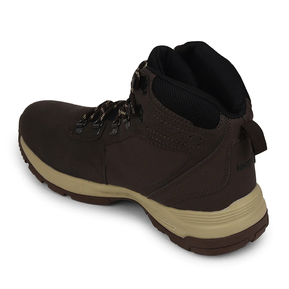 Leap7x Brown Sports Lace-Up High Ankle Trekking Shoes For Men PLATINUM-E By Liberty - Image 6
