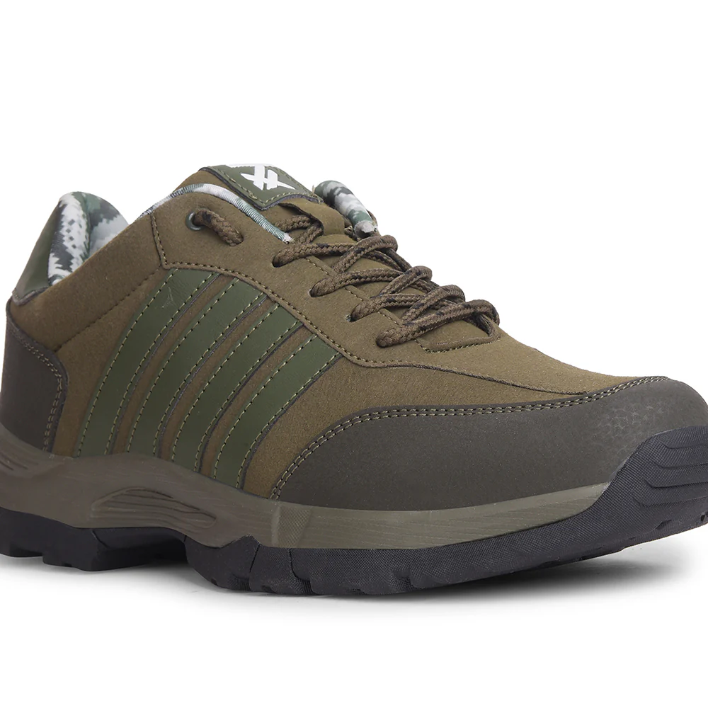 Leap7x Casual Olive Green Lacing Trekking Shoes For Mens COLUMBIA6E By Liberty - Image 5