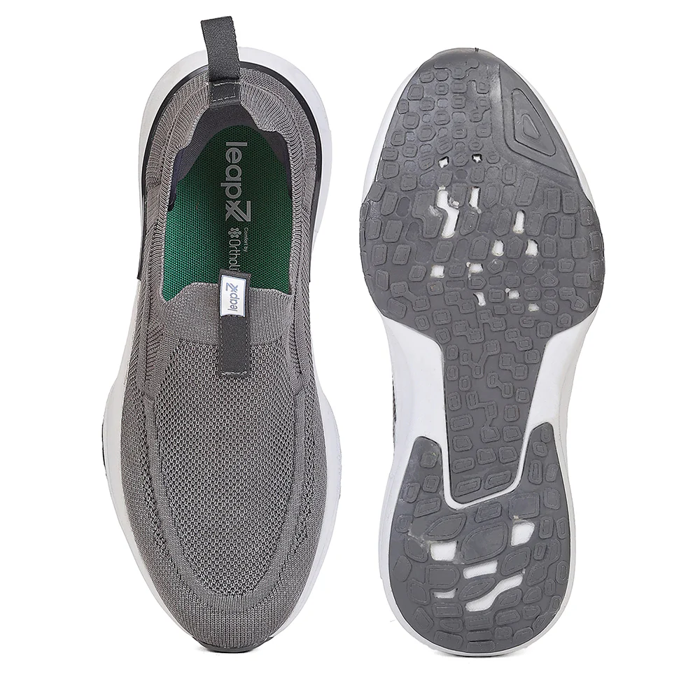 Leap7X CHICAGO-1 Dark Grey Sports Non Lacing Walking Shoes for Men by Liberty - Image 4