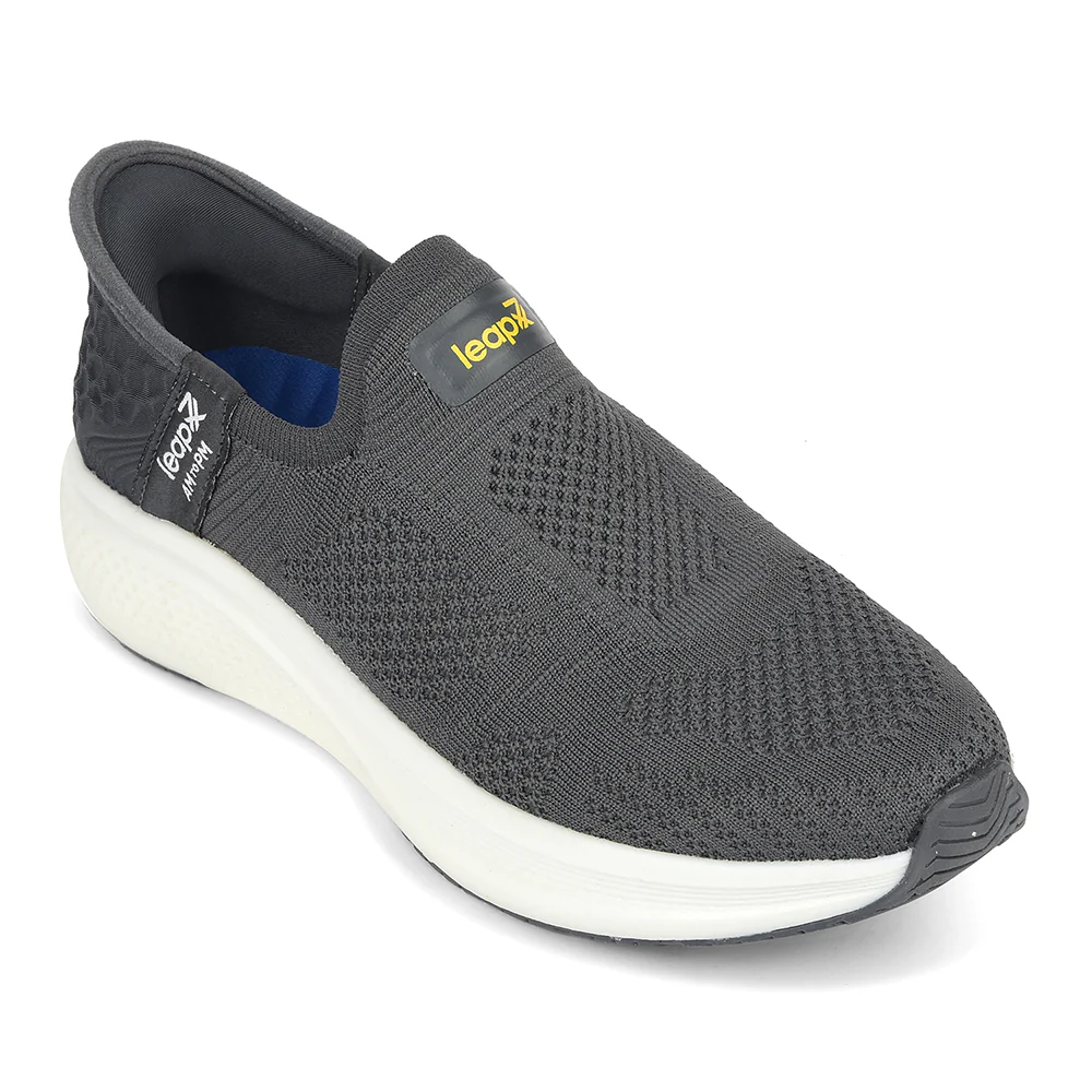 Leap7x Dark Grey Sports Non Lacing Walking Shoes For Men EAZYGO-253 By Liberty