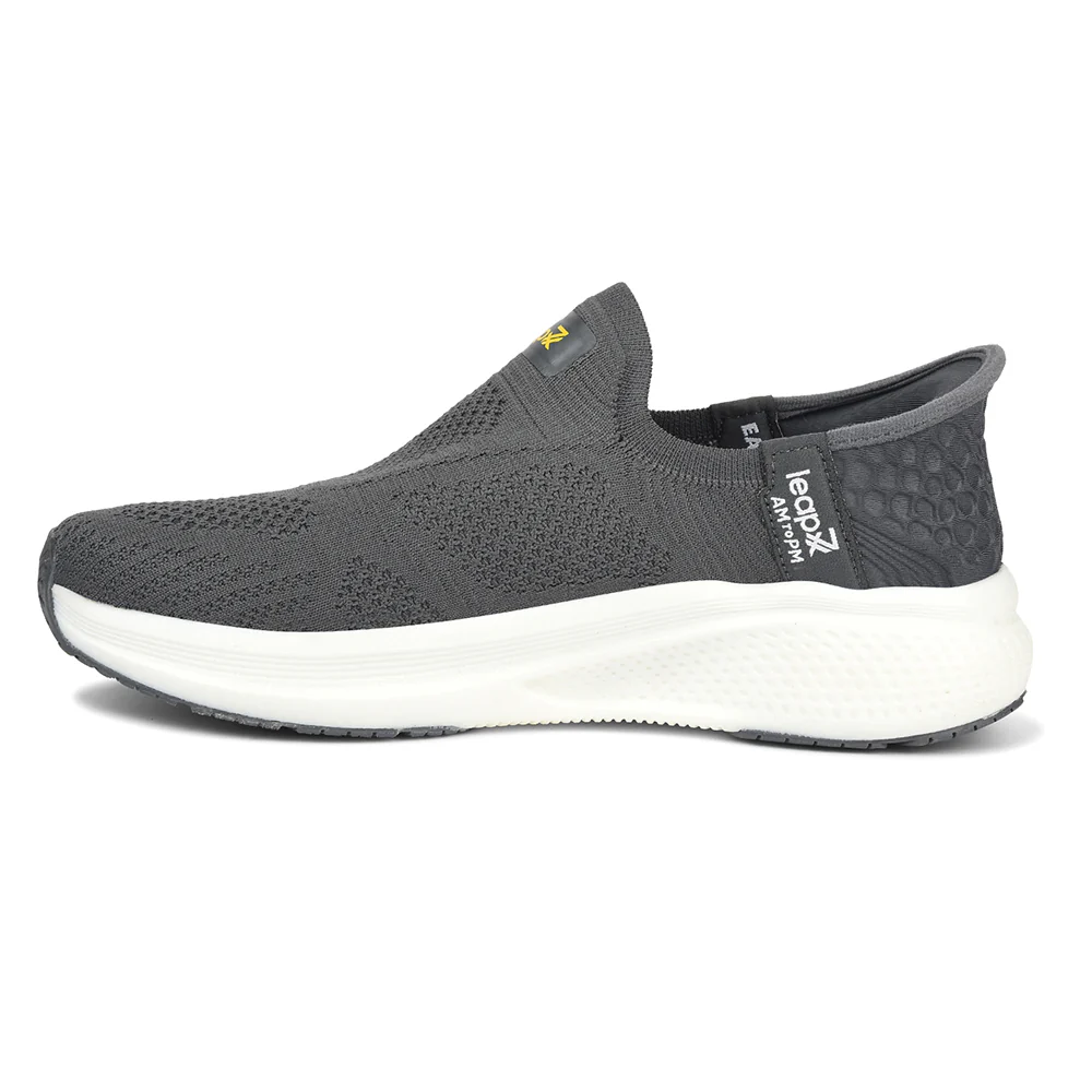 Leap7x Dark Grey Sports Non Lacing Walking Shoes For Men EAZYGO-253 By Liberty - Image 3