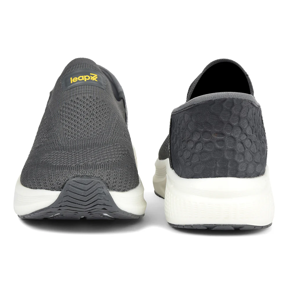 Leap7x Dark Grey Sports Non Lacing Walking Shoes For Men EAZYGO-253 By Liberty - Image 6