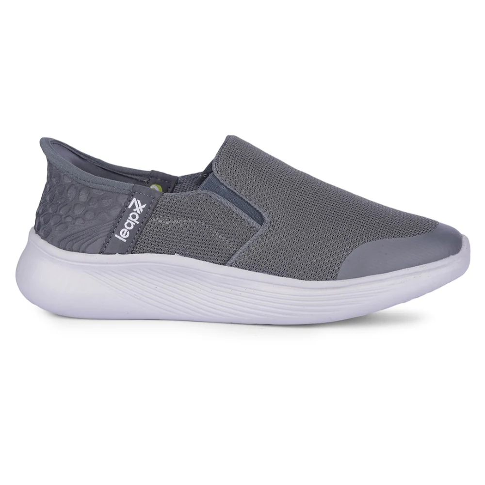 Leap7x Dark Grey Sports Non Lacing Walking Shoes For Men EZZAR-1 By Liberty - Image 2