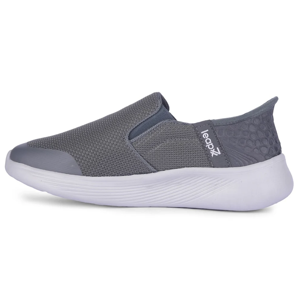 Leap7x Dark Grey Sports Non Lacing Walking Shoes For Men EZZAR-1 By Liberty - Image 3