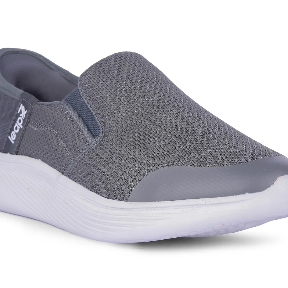Leap7x Dark Grey Sports Non Lacing Walking Shoes For Men EZZAR-1 By Liberty - Image 5