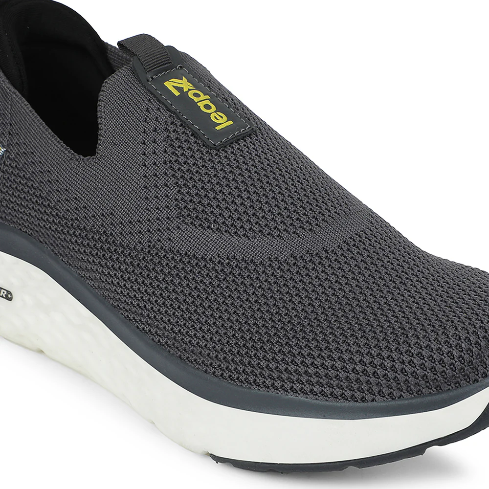 Leap7x Dark Grey Sports Non Lacing Walking Shoes For Men NITRUN-2 By Liberty - Image 4