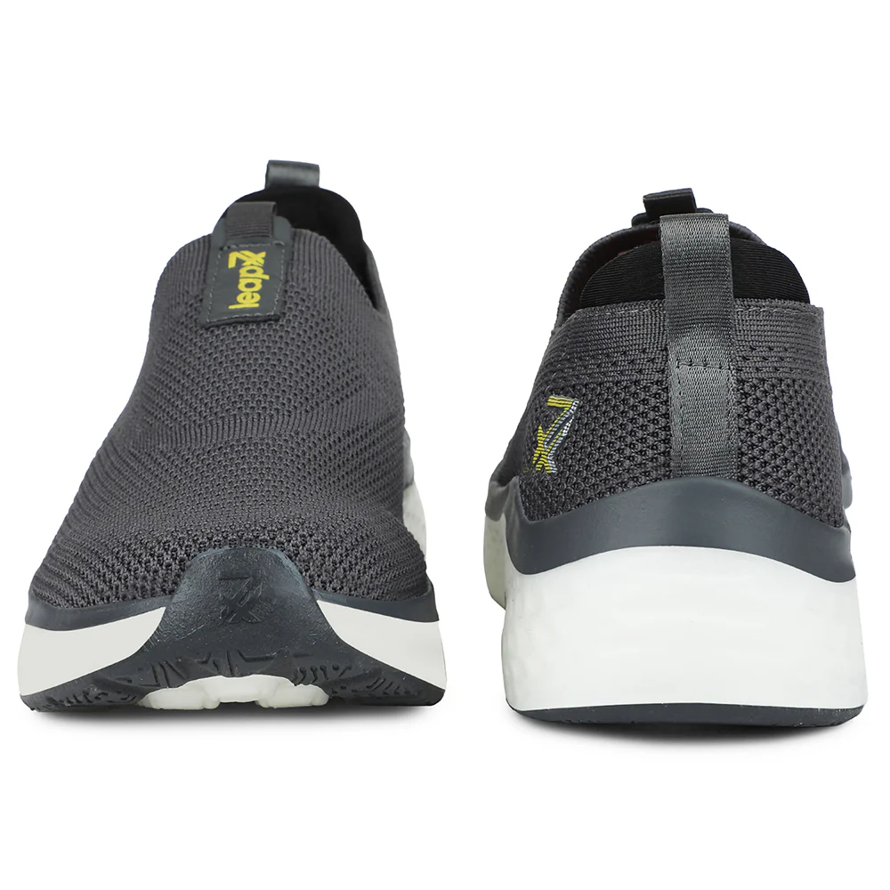 Leap7x Dark Grey Sports Non Lacing Walking Shoes For Men NITRUN-2 By Liberty - Image 6