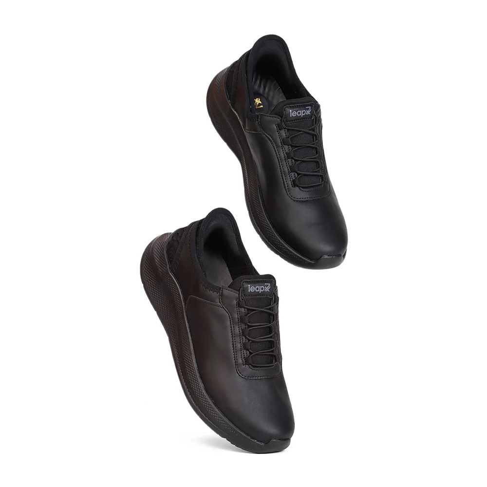 Leap7X EAZYSCHL-1 Black School Non Lacing Uniform Shoes for Kids by Liberty - Image 7