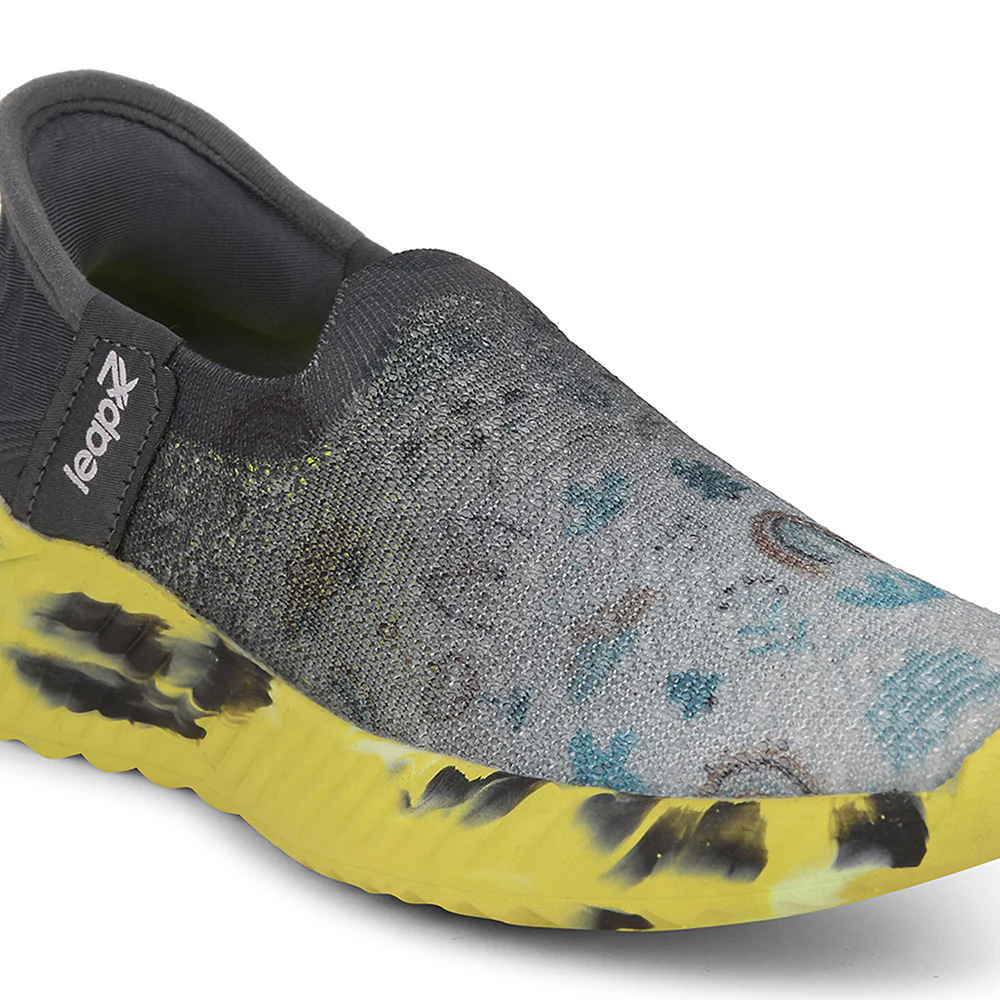 Leap7x Grey Sports Non Lacing Walking Shoes For Kids NITKID-13 By Liberty - Image 5