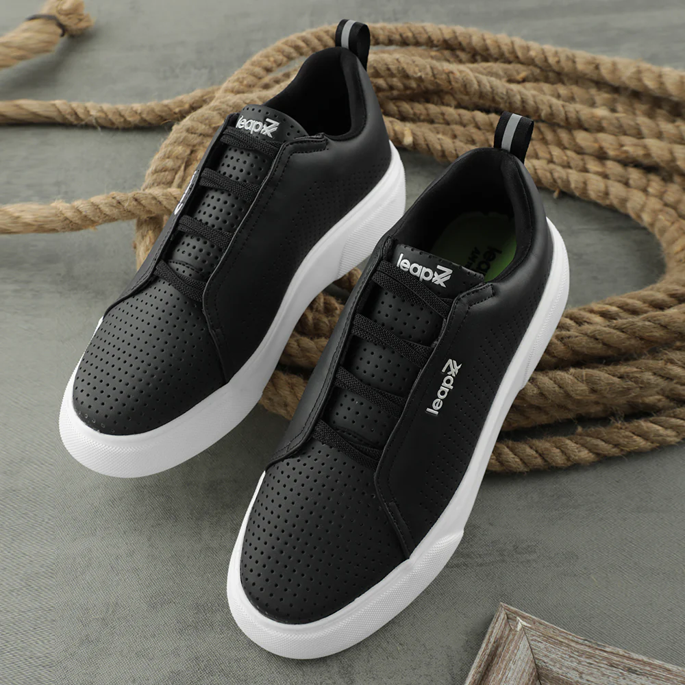 Leap7x Lacing Black Casual Sneakers For Men CROATIA-2E By Liberty - Image 4